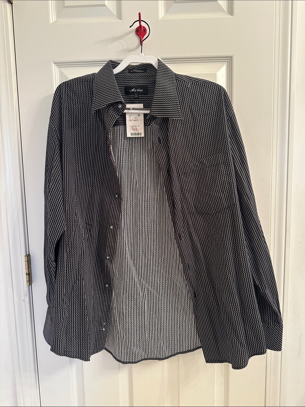 Men’s Black & White Lightweight Patterned Shirt Jacket